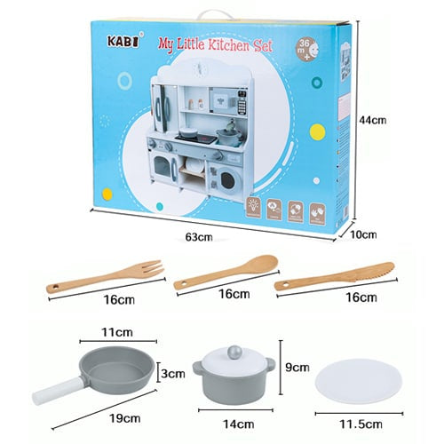 KABI Wooden Japanese White Kitchen Pretend Play Cooking Set for Kids by WISHLAND