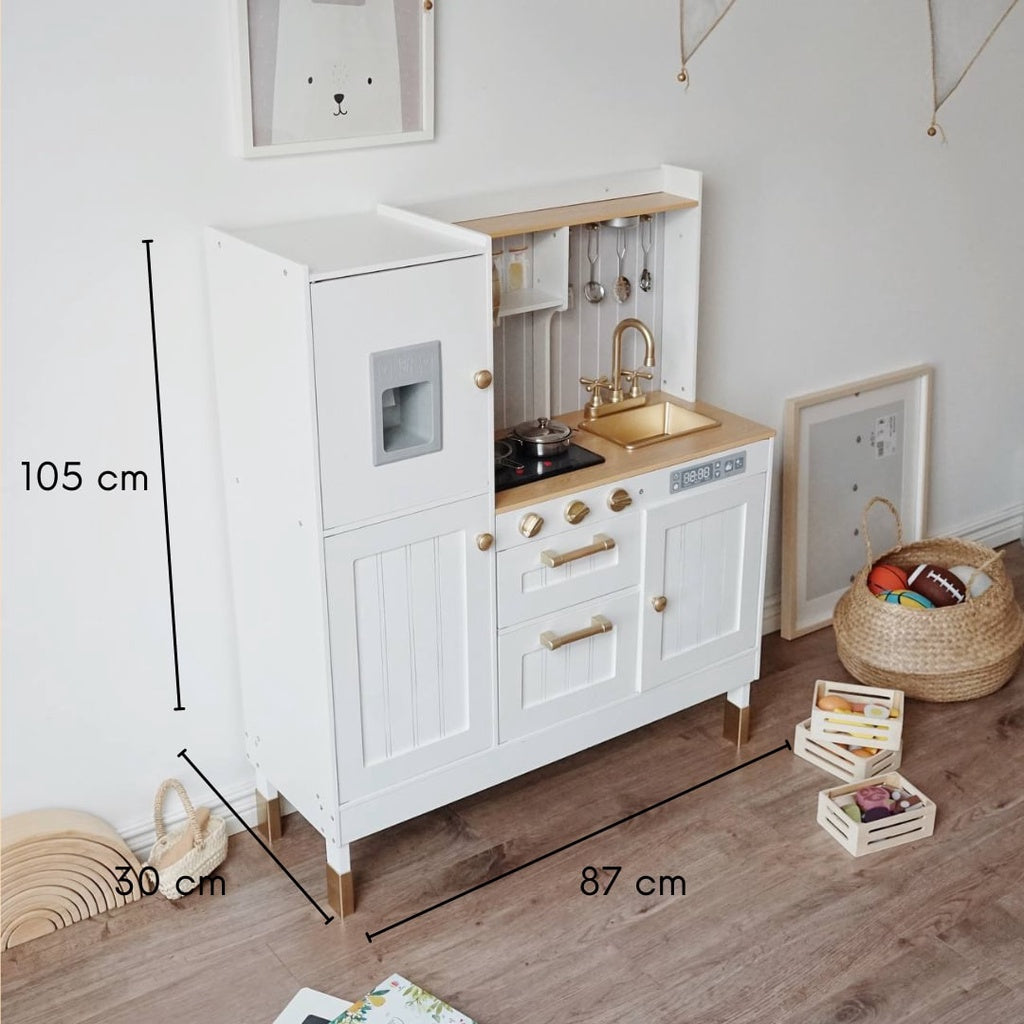 MAMABRUM Wooden White Nordic Kitchen Set with Ref with Lights and Sound by WISHLAND