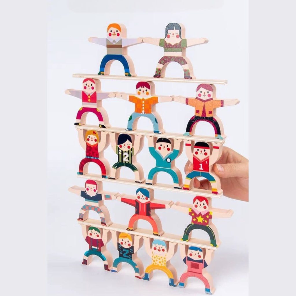 Wooden Hercules Jenga Balancing Toys 16pcs Montessori Toys by WISHLAND