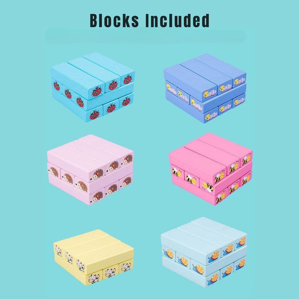 Wooden Stack High Blocks 51pcs Pastel Color Jenga Toy for Kids by WISHLAND