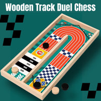 Track Duel Chess Wooden Board Fast Sling Puck Game for kid by WISHLAND