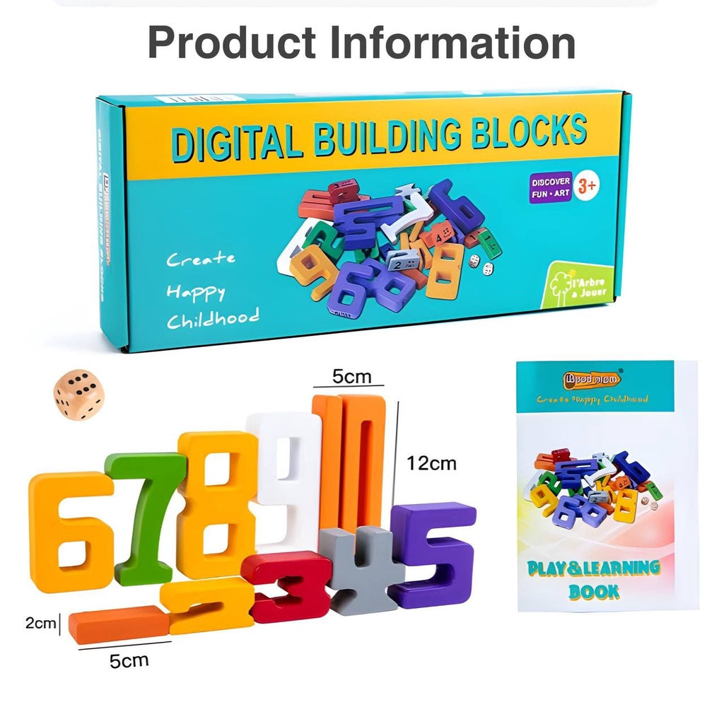 Wooden Digital Building Blocks Number Stackable Blocks Educational Toy for Kids by WISHLAND