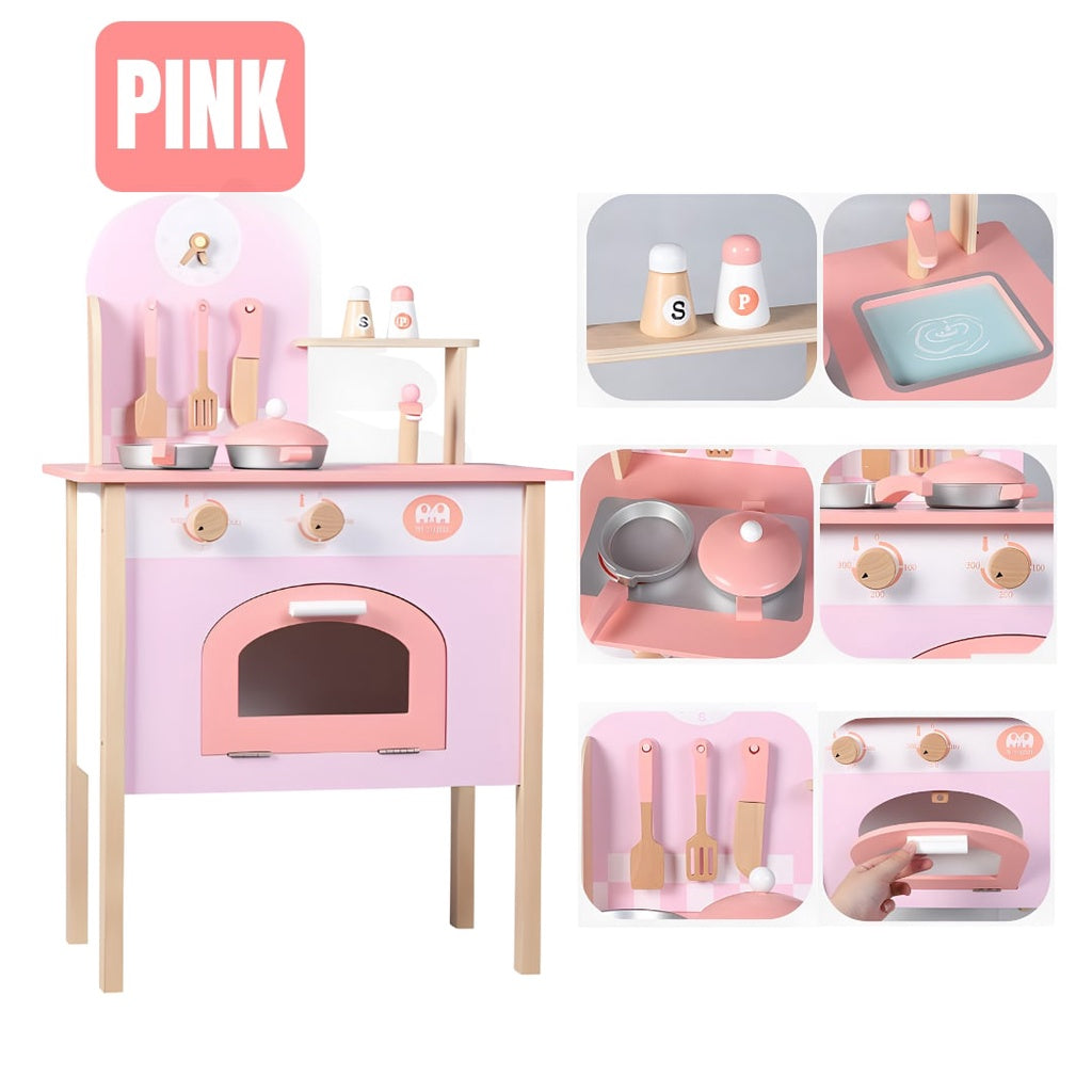 Wooden Colorful Kitchen Set Cooking Simulation Pretend Play for Kids by WISHLAND