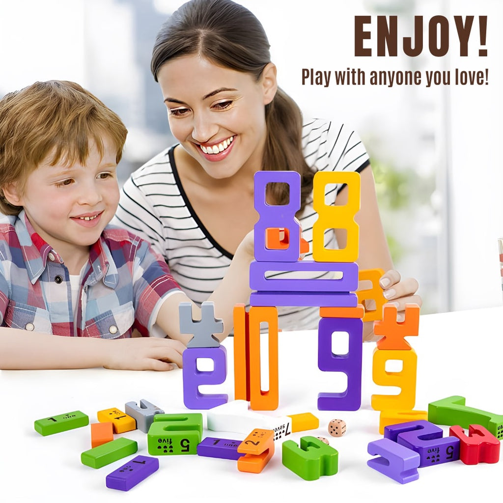 Wooden Digital Building Blocks Number Stackable Blocks Educational Toy for Kids by WISHLAND