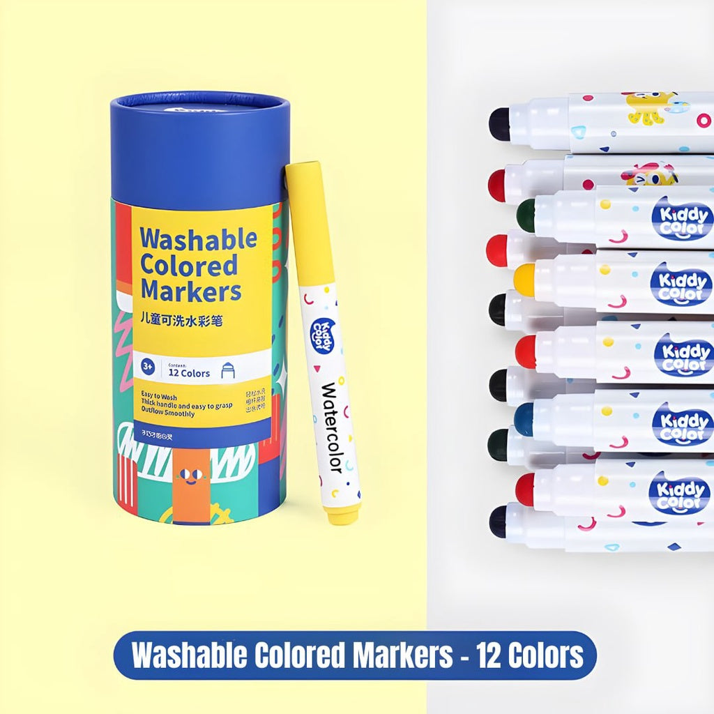 KIDDY COLOR Washable Colored Markers Set Art Supply for Kids by