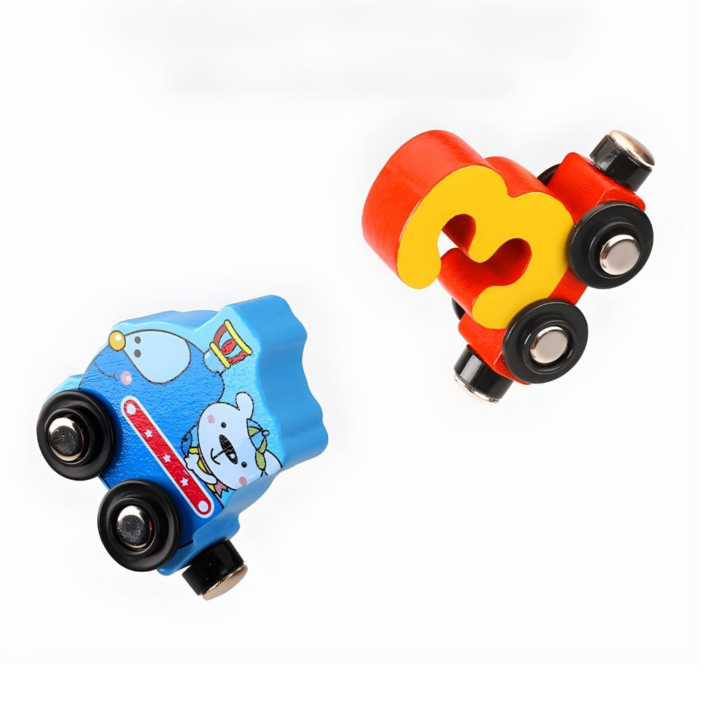 Wooden Magnetic Digital Number Cars Wooden Train Set for Kids by WISHLAND