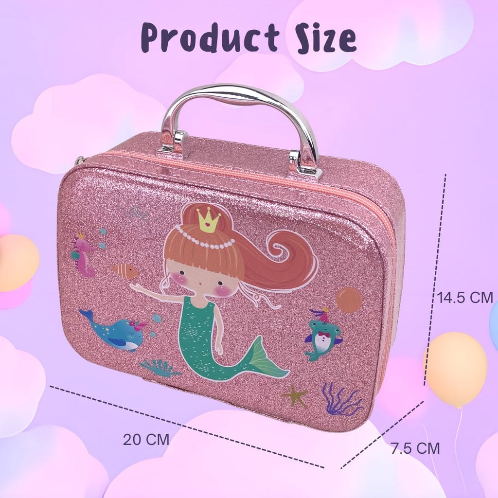 Mermaid Washable Girls Make Up Toy Set with Carry Bag for Kids Pretend Play by WISHLAND