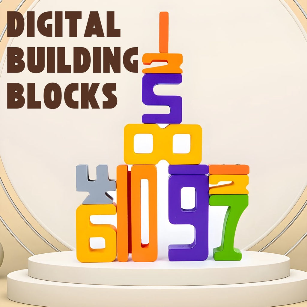 Wooden Digital Building Blocks Number Stackable Blocks Educational Toy for Kids by WISHLAND