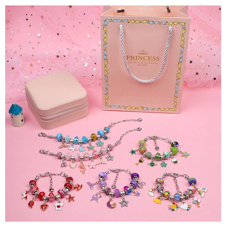 DIY Charm Bracelet and Necklace Making Kit with Jewelry Box for Kids by WISHLAND