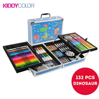 KIDDY COLOR Aluminum Alloy Drawing Case 132pcs Coloring Materials for Kids by WISHLAND