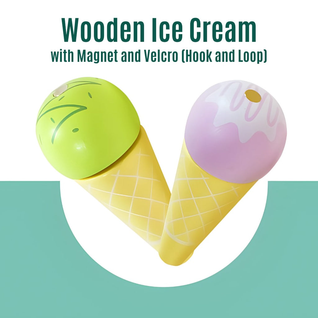 Wooden Ice Cream and Dessert Pretend Food Stand for Kids by WISHLAND