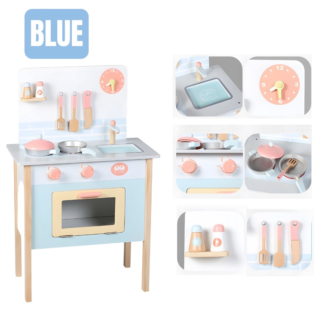 Wooden Colorful Kitchen Set Cooking Simulation Pretend Play for Kids by WISHLAND