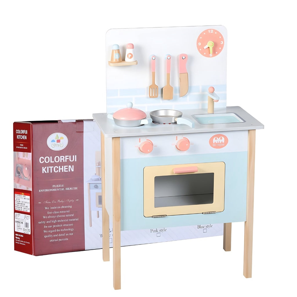 Wooden Colorful Kitchen Set Cooking Simulation Pretend Play for Kids by WISHLAND