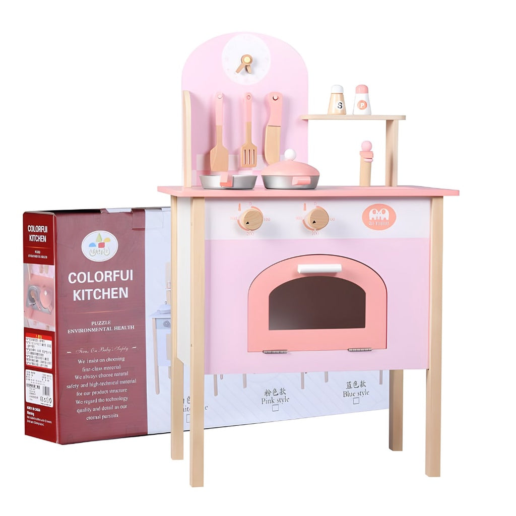 Wooden Colorful Kitchen Set Cooking Simulation Pretend Play for Kids by WISHLAND