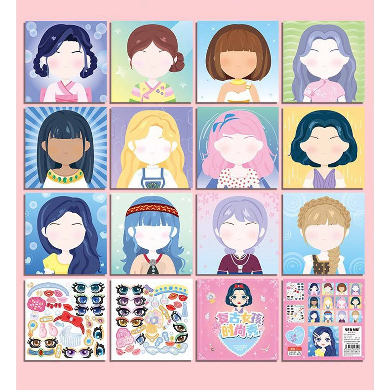 Fashionista Make A Face Sticker Activity Set for Kids by WISHLAND