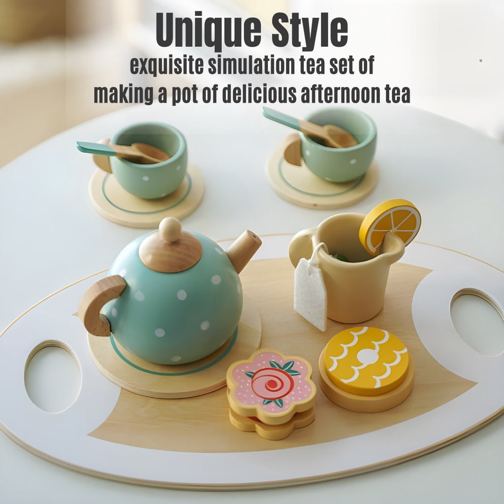 KABI Wooden Afternoon Tea Set Pretend Play for Kids by WISHLAND