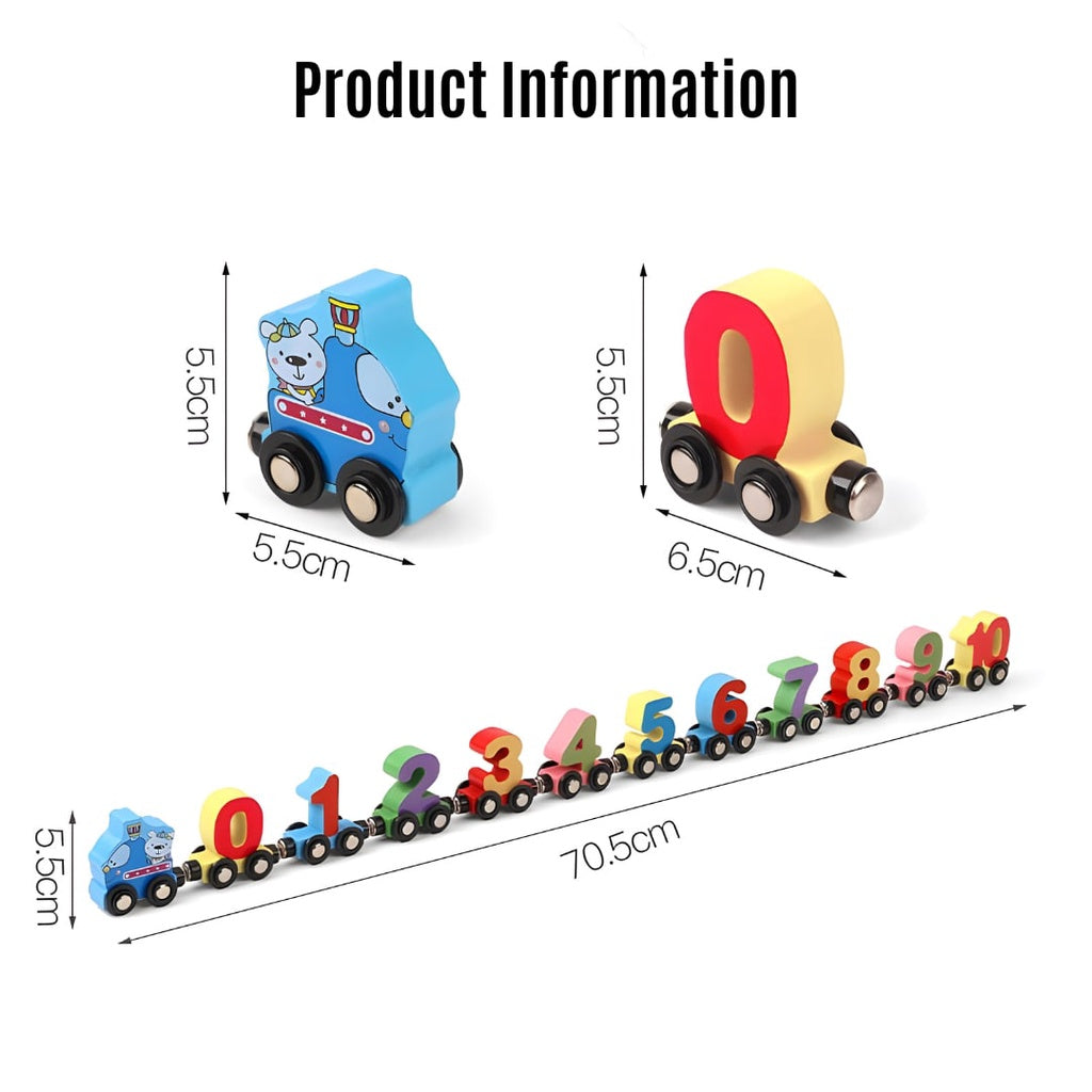 Wooden Magnetic Digital Number Cars Wooden Train Set for Kids by WISHLAND