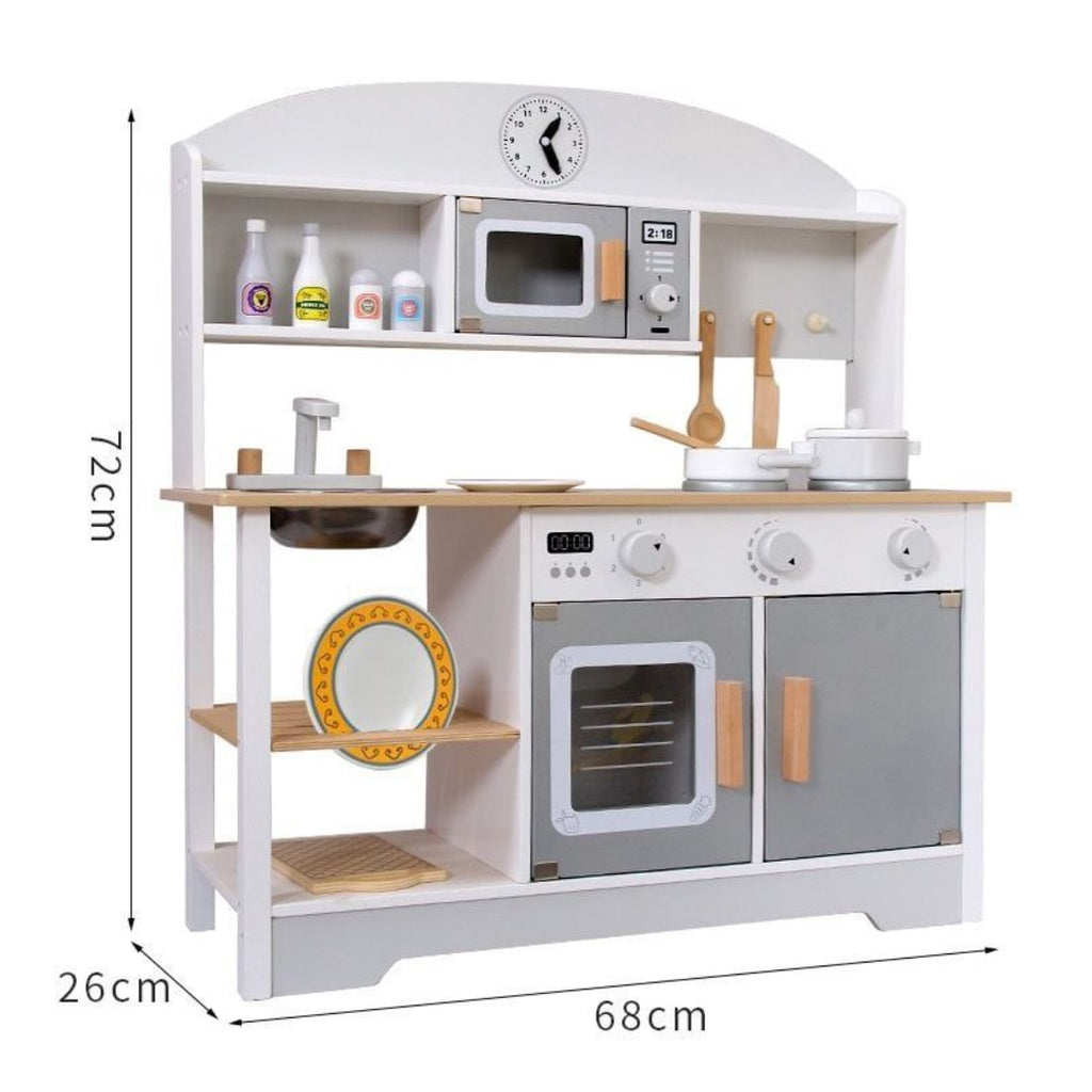 Wooden Japanese Style White Kitchen Pretend Play Cooking Playset for Kids by WISHLAND