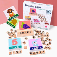 Wooden Spelling Game Literacy Fun Pre Educational Toy Montessori Toys for Kids by WISHLAND