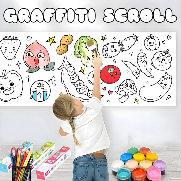 Graffiti Scroll Wall Sticker Coloring Paper Roll 3 Meters 10 Meters Educational Doodling Sticker for