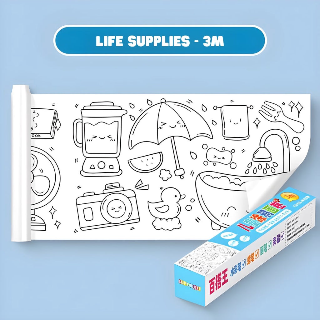 Graffiti Scroll Wall Sticker Coloring Paper Roll 3 Meters 10 Meters Educational Doodling Sticker for