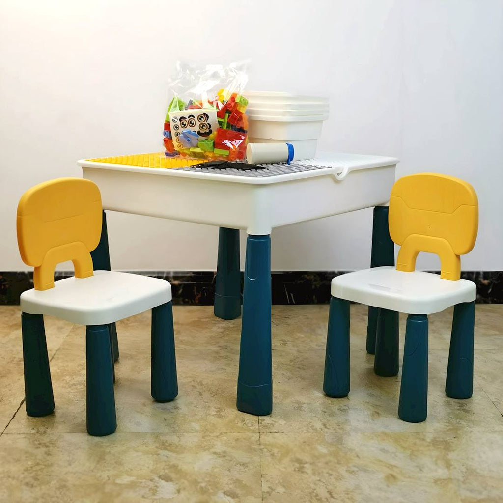 Large Building Blocks Table with Chair and Storage Best Gift for Kids Playset by WISHLAND