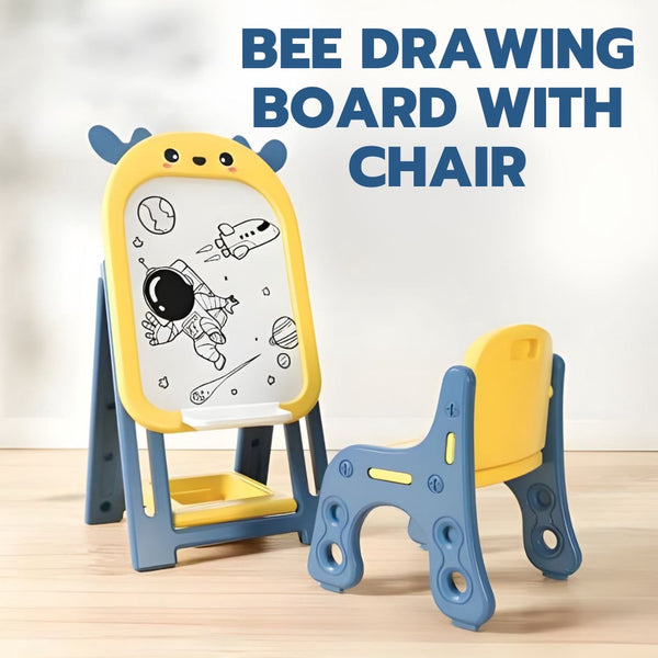 Bee Design Easel Board Drawing Board with Chair for Kids Educational Toy by WISHLAND