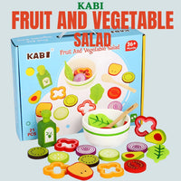 KABI Wooden Fruit and Vegetable Salad Food Pretend Play Toy for Kids by WISHLAND