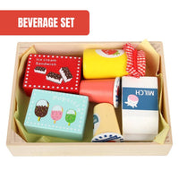 Wooden Beverage with Tray Food Sets Toys for Kids Pretend Play by WISHLAND