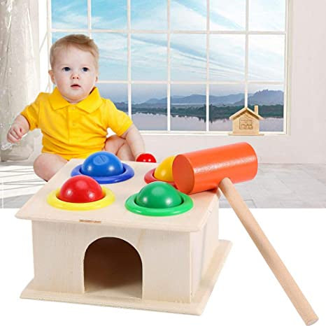 Wooden Hammer Toy Ball Game Case Box Educational Toy for Kids by WISHLAND