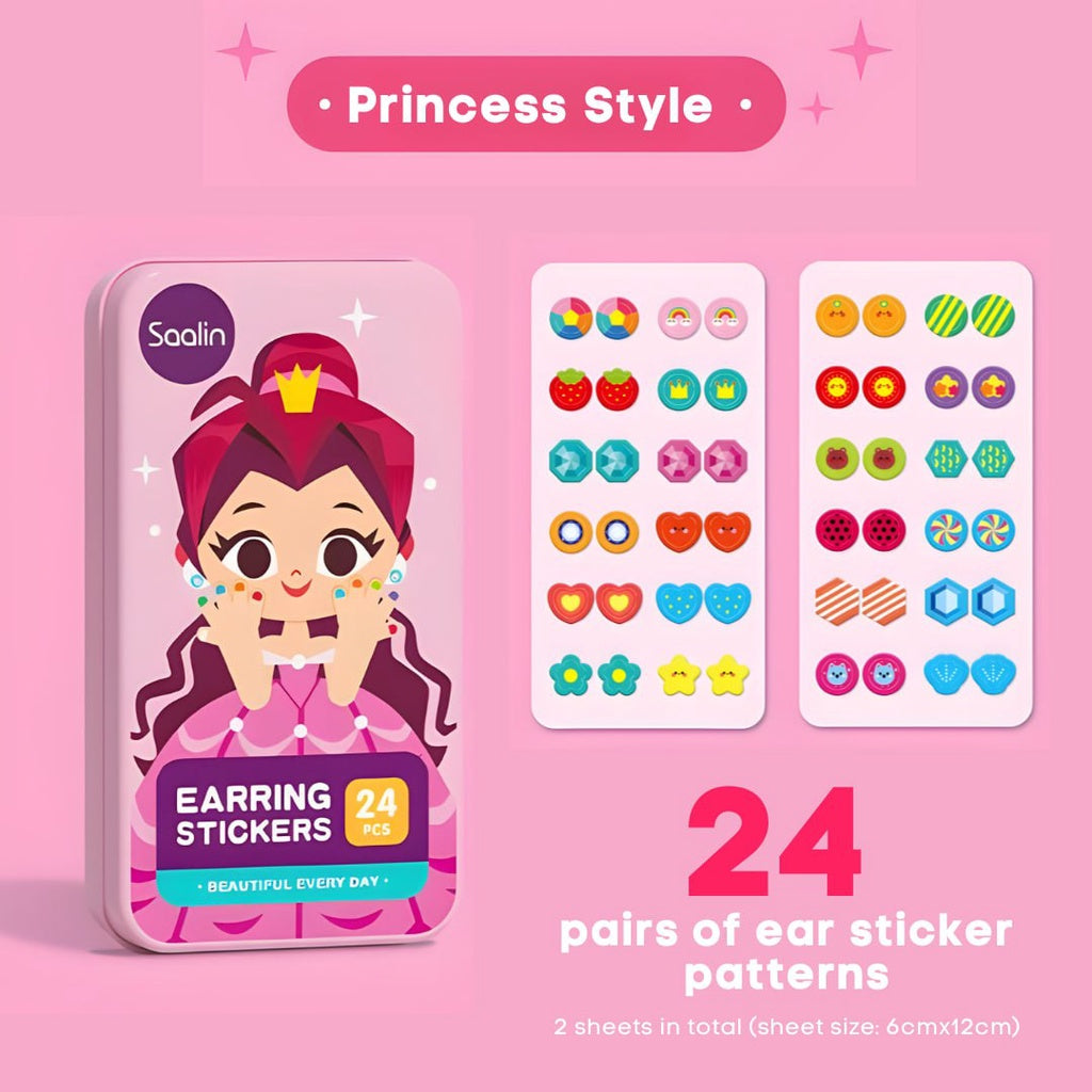 SAALIN Earring Self Adhesive Stickers for Kids Fashion Pretend Play by WISHLAND