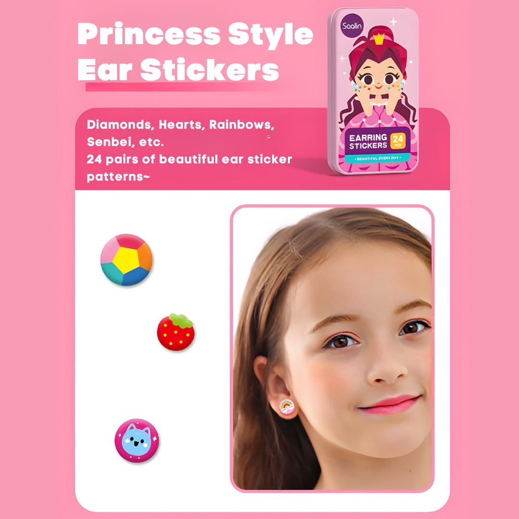 SAALIN Earring Self Adhesive Stickers for Kids Fashion Pretend Play by WISHLAND