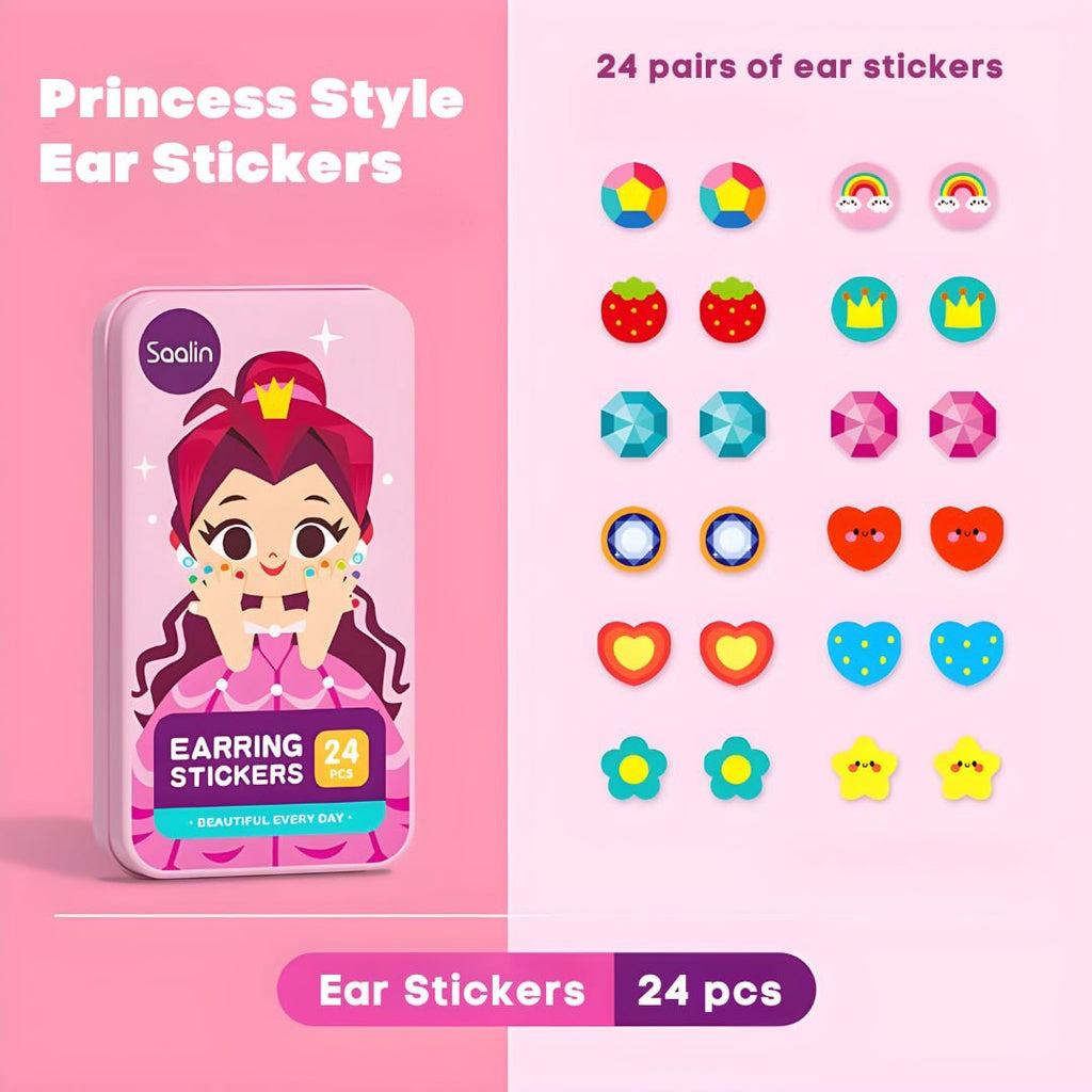 SAALIN Earring Self Adhesive Stickers for Kids Fashion Pretend Play by WISHLAND