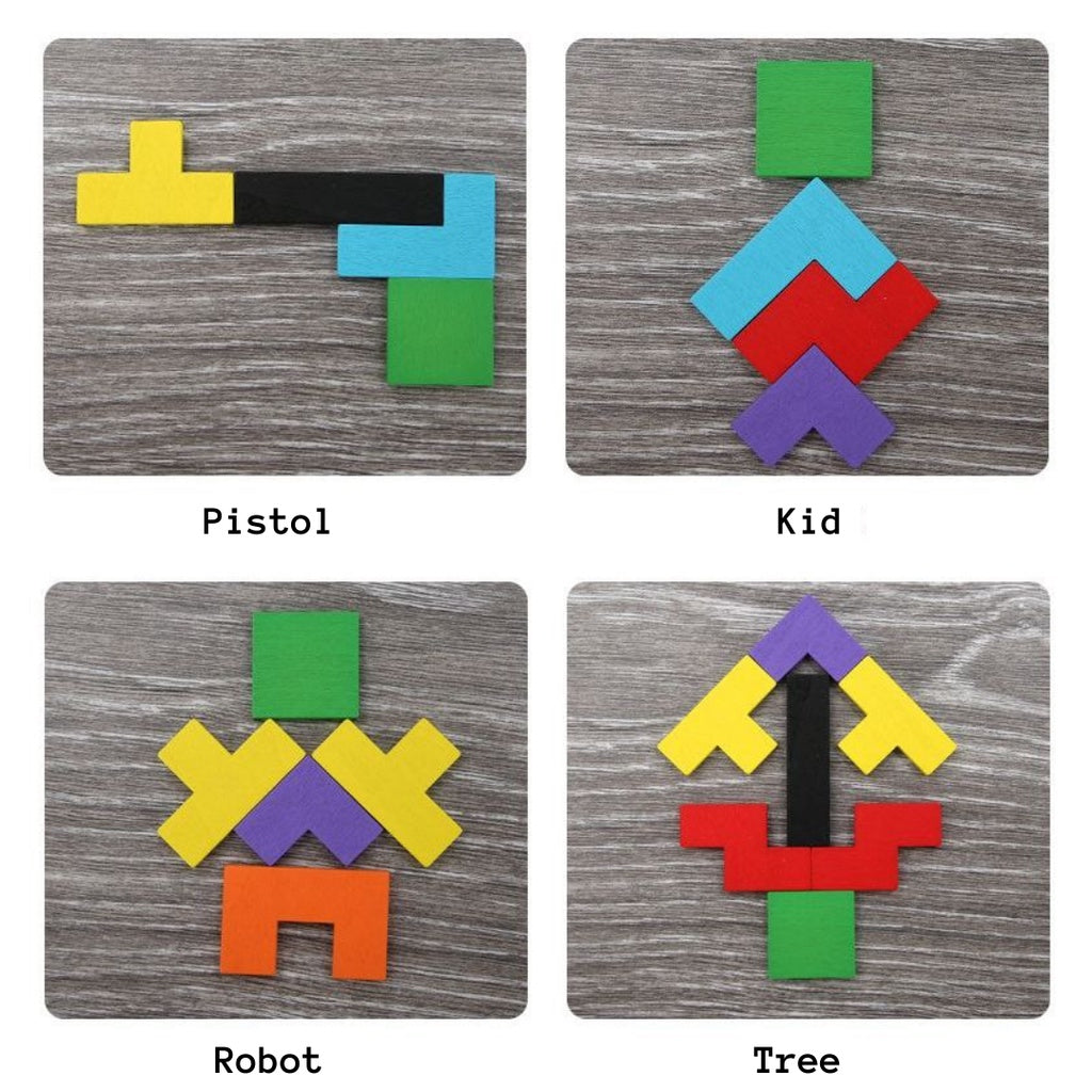 Wooden Puzzle Tetris Intelligence Brain Games Building Blocks for Kids by WISHLAND